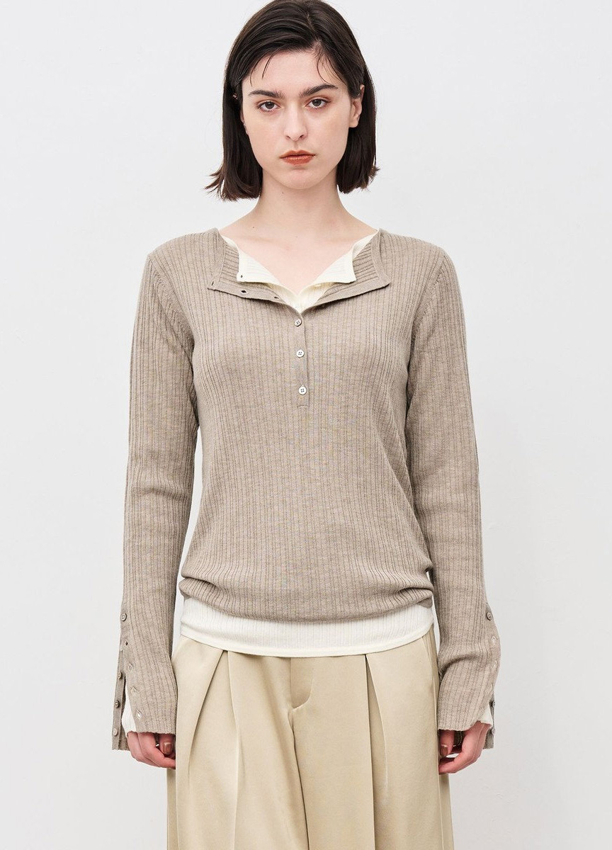 亨利領針織上衣